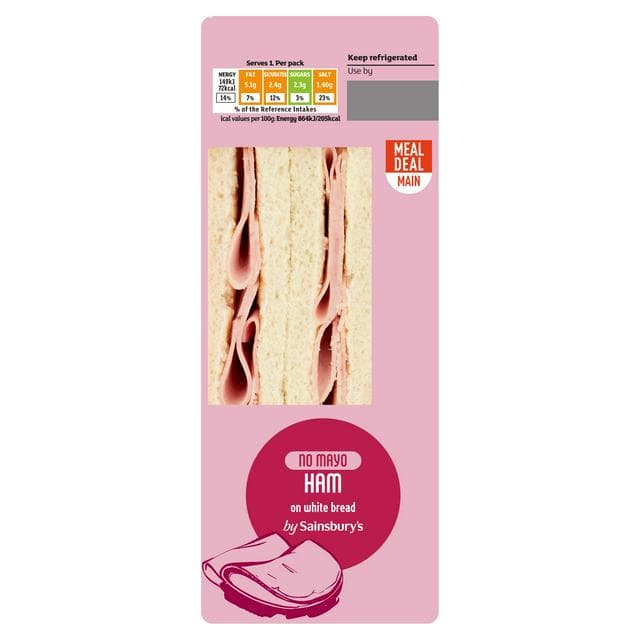 Sainsbury's No Mayo Ham on White Bread Sandwich - gallery image 1