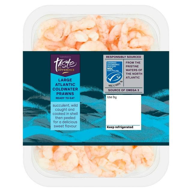 Sainsbury's Large Atlantic MSC Coldwater Prawns, Taste the Difference 150g (ready to eat) - gallery image 1