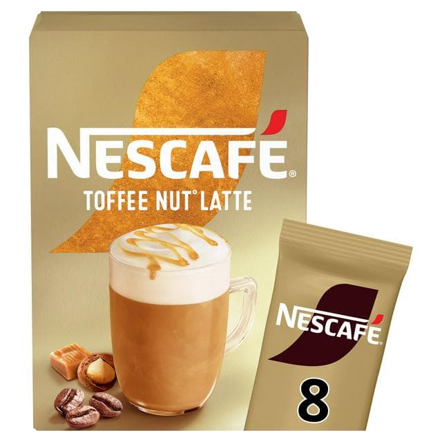 Nescafe Toffee Nut Latte Instant Coffee Sachets x7 130.2g - gallery image 1