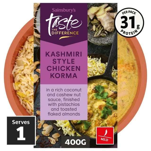 Sainsbury's Kashmiri Chicken Korma with Pilau Rice, Taste the Difference Ready Meal for 1 400g - gallery image 1