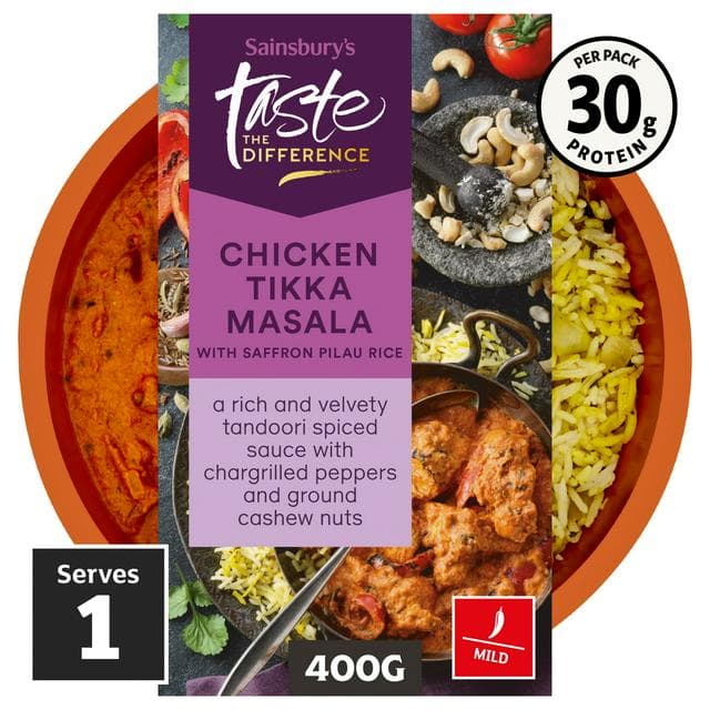 Sainsbury's Chicken Tikka Masala with Pilau Rice, Taste the Difference Ready Meal for 1 400g - gallery image 1