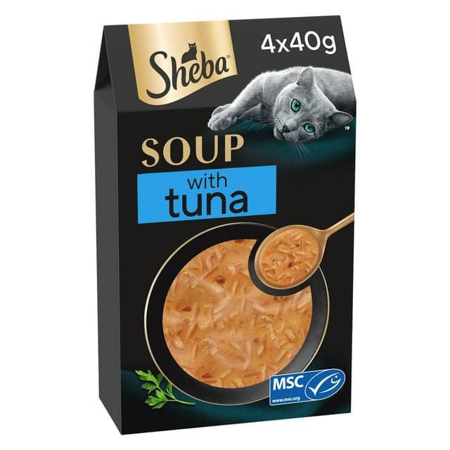Sheba Classics Soup with Tuna Fillets Adult Wet Cat Food Pouches 4 x 40g - gallery image 1