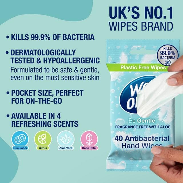 Wet Ones Be Gentle 40 x Anti-Bacterial Hand Wipes - gallery image 2