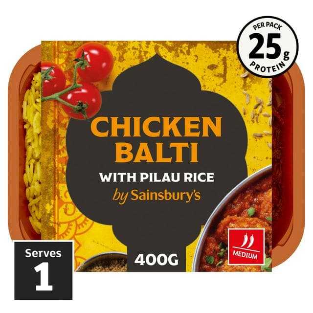 Sainsbury's Indian Chicken Balti with Pilau Rice Ready Meal for 1 400g - gallery image 1