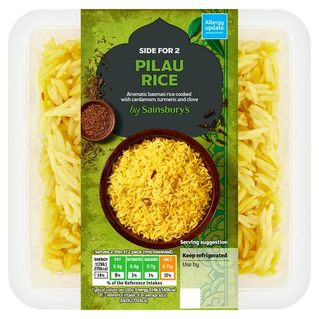 Sainsbury's Indian Pilau Rice Ready Meal Side For 2 400g - gallery image 1