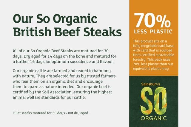 Sainsbury's 30 Days Matured British Beef Sirloin Steak, So Organic 225g - gallery image 5