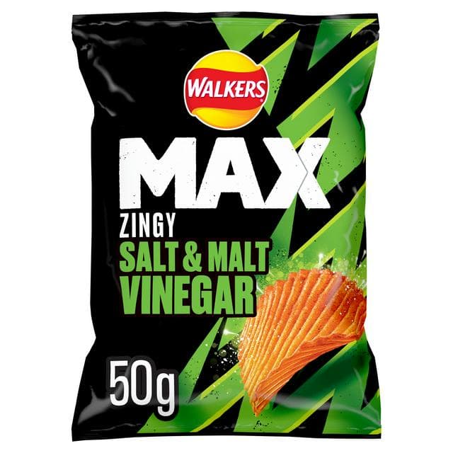 Walkers Max Zingy Salt & Malt Vinegar Crisps 50g - gallery image 1