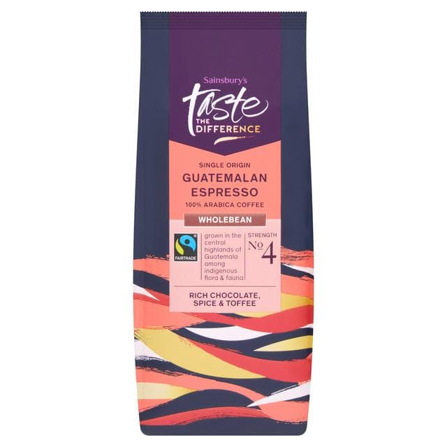 Sainsbury's 227g Guatemalan Espresso Wholebean Coffee, Taste the Difference - gallery image 1