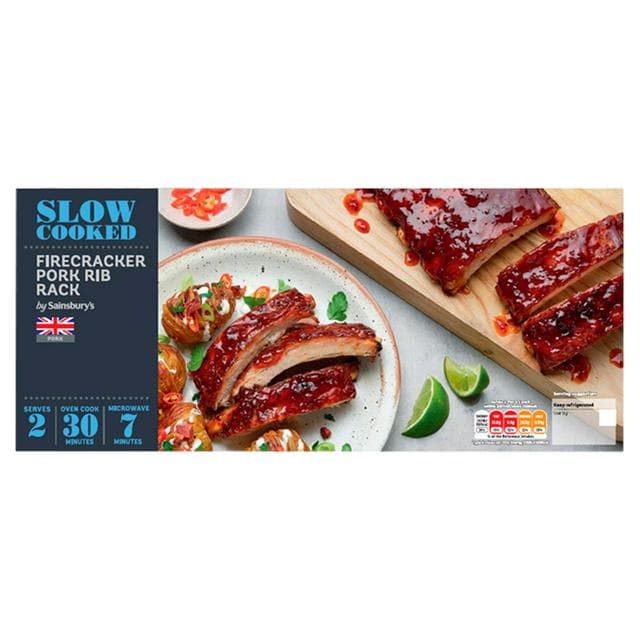 Sainsbury's Slow Cooked British Pork Ribs with Spicy Firecracker Glaze 646g (Serves 2) - gallery image 1
