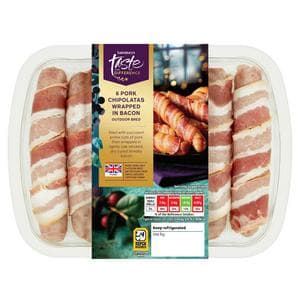 Sainsbury's 6 x Pork Chipolatas Wrapped in Bacon, Taste the Difference 260g