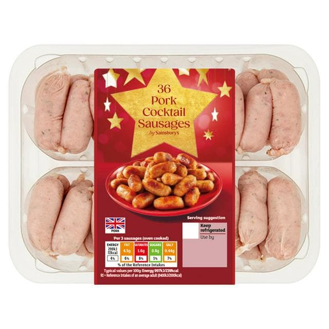 Sainsbury's Pork Cocktail Sausages x36 510g - gallery image 1