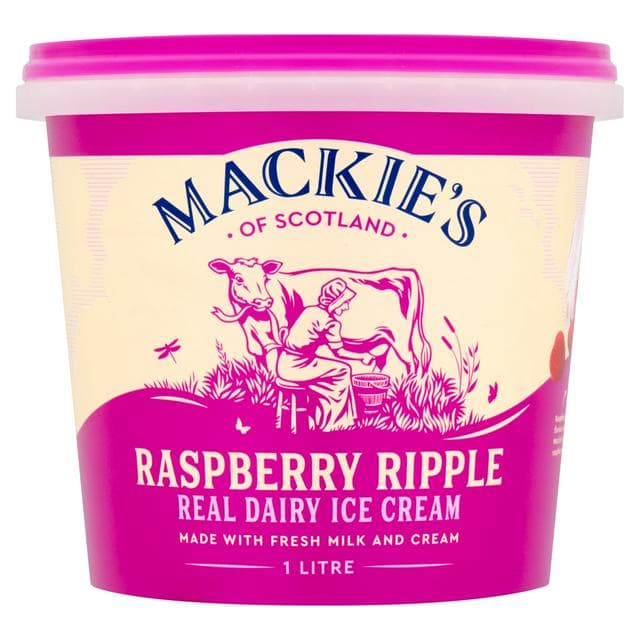 Mackie's of Scotland Raspberry Ripple Real Dairy Ice Cream 1L - gallery image 1