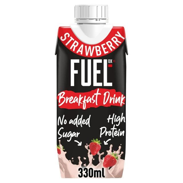 FUEL10K 330ml On the Go Ready to Drink Breakfast High Protein Strawberry Milk Shake - gallery image 1