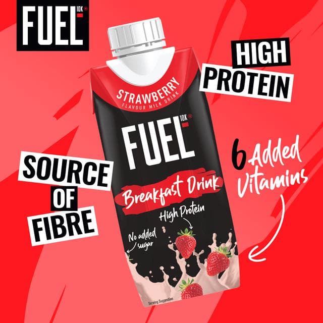 FUEL10K 330ml On the Go Ready to Drink Breakfast High Protein Strawberry Milk Shake - gallery image 2