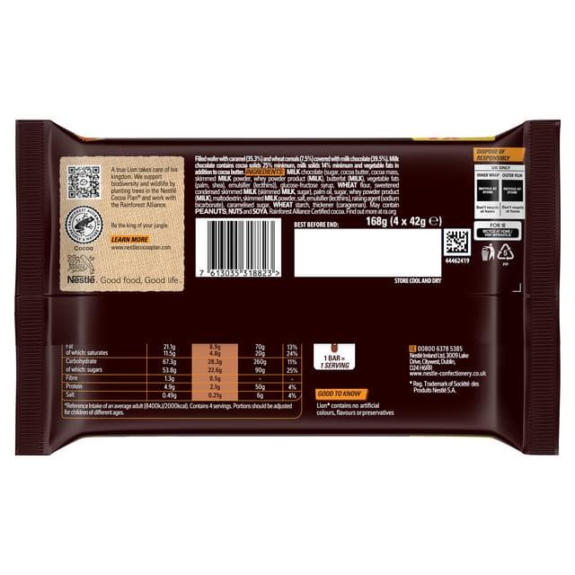 Lion Milk Chocolate Bar Multipack x4 42g - gallery image 3