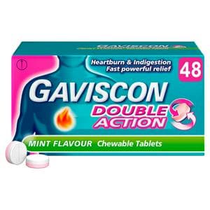 Gaviscon Double Action Heartburn & Indigestion Mint Flavour Tablets x48