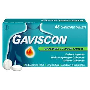 Gaviscon Heartburn & Indigestion Relief Peppermint Tablets x48