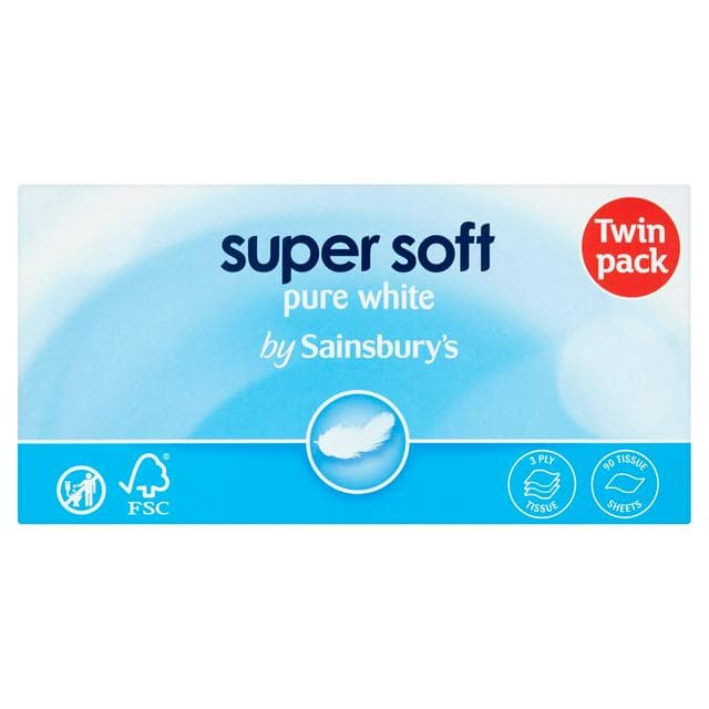 Sainsbury's 2 x 90 Sheets Super Soft Tissues - gallery image 1