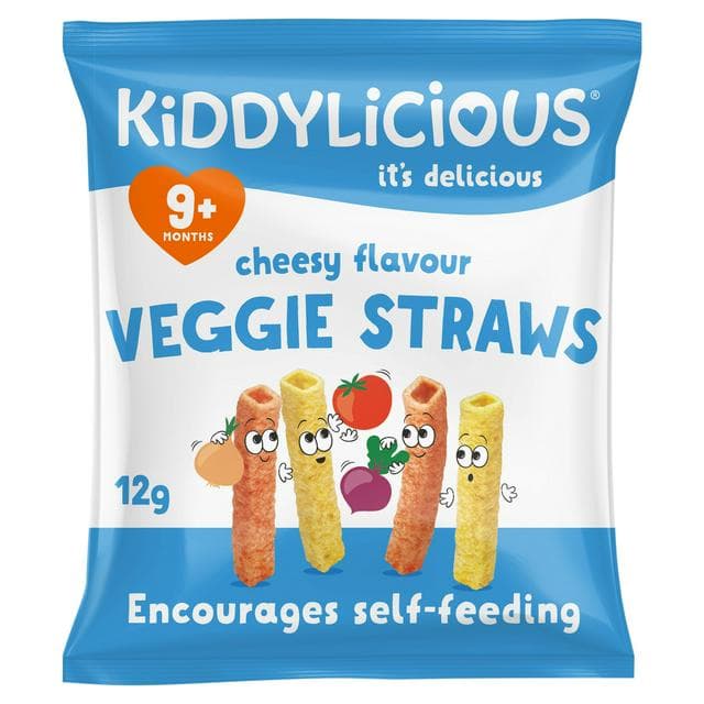 Kiddylicious Cheesy Flavoured Veggie Straws Baby Snacks 12g - gallery image 1