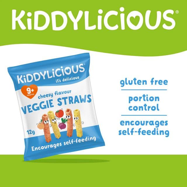 Kiddylicious Cheesy Flavoured Veggie Straws Baby Snacks 12g - gallery image 2
