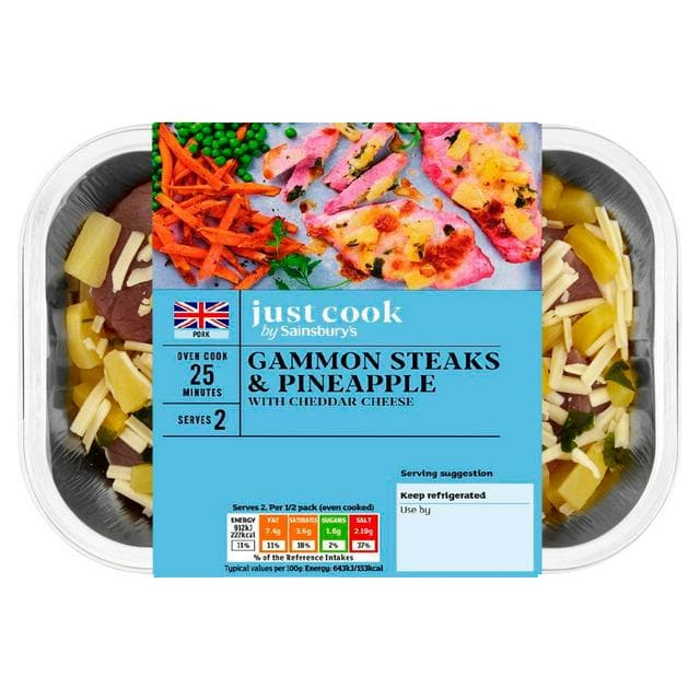 Sainsbury's Just Cook British Gammon Steaks Cheese & Pineapple x2 345g - gallery image 1