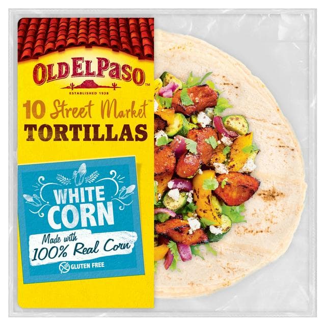 Old El Paso 10 Small Mexican Gluten Free White Corn Taco Tortilla Wraps 208g - gallery image 1