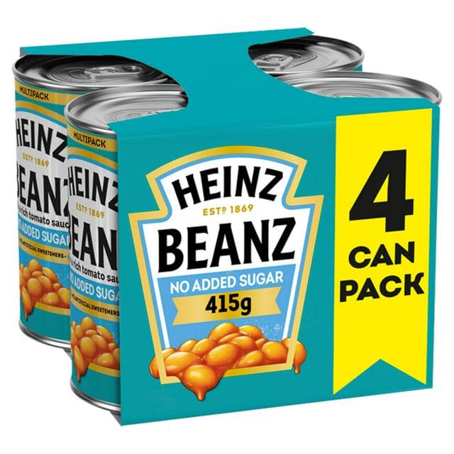 Heinz No Added Sugar Baked Beans in a Rich Tomato Sauce 4 x 415g - gallery image 1
