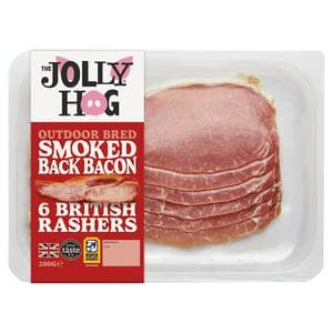 The Jolly Hog 6 x British Double Smoked Back Bacon Rashers 200g