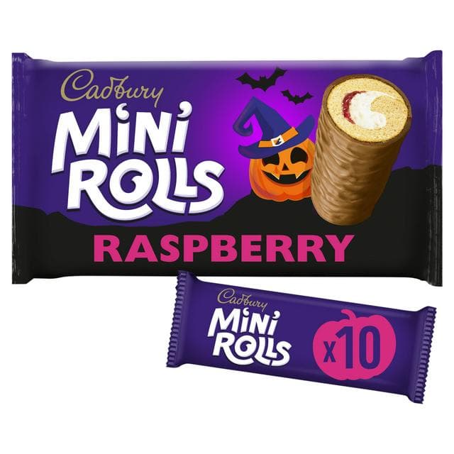 Cadbury Milk Chocolate Raspberry Mini Rolls Cakes x10 - gallery image 1