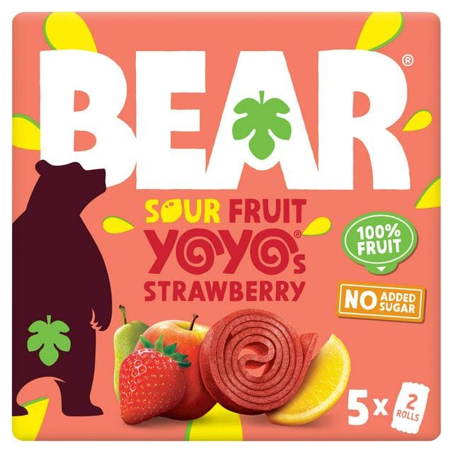 BEAR Xtreme Fruit Yoyos Sour Strawberry Multipack 5x20g - gallery image 1
