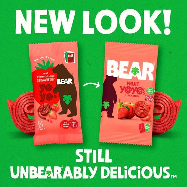 BEAR Xtreme Fruit Yoyos Sour Strawberry Multipack 5x20g - gallery image 2