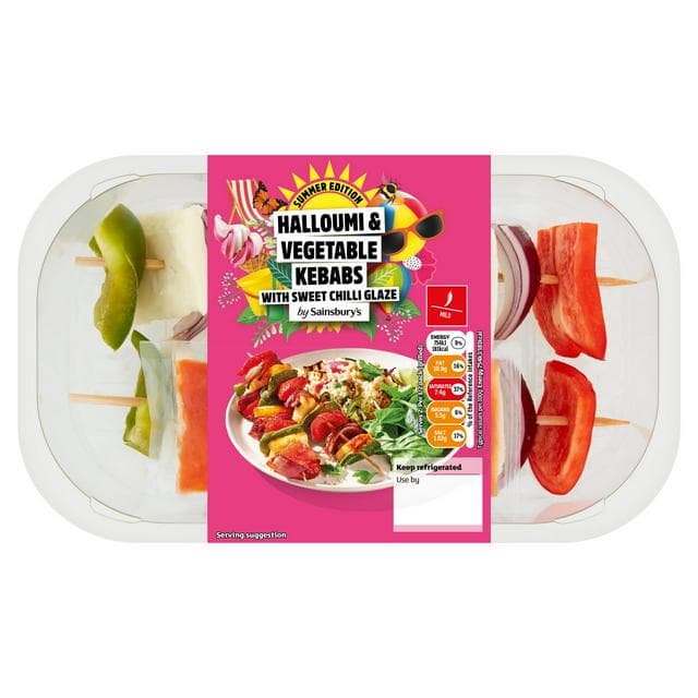Sainsbury's Summer Edition Halloumi & Vegetable Kebabs with Sweet Chilli Glaze x2 280g - gallery image 1