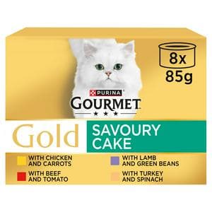 Gourmet Gold Savoury Cake Meat & Veg Variety Wet Cat Food 8 x 85g