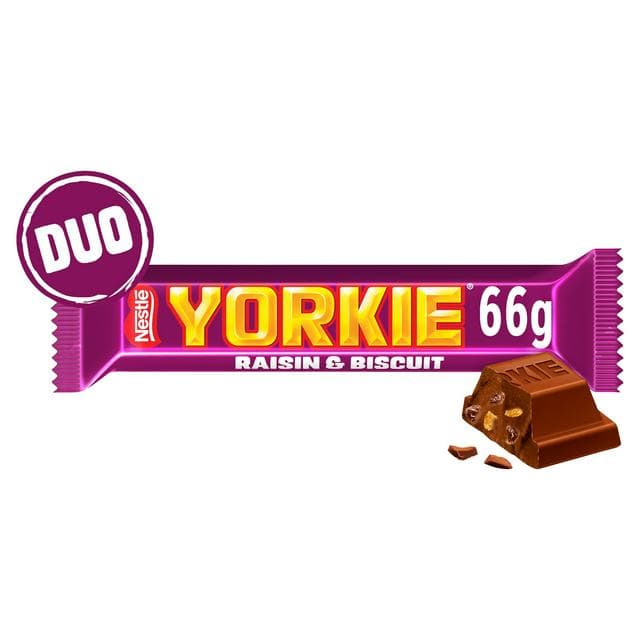 Yorkie Raisin & Biscuit Chocolate Duo Bar 66g - gallery image 1