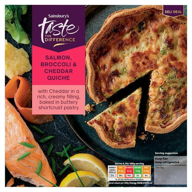 Sainsbury's 400g Salmon, Broccoli & Cheddar Quiche, Taste the Difference - gallery image 1