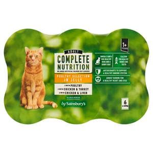Sainsbury's Adult Complete Nutrition Meat Selection in Jelly Cat Food 1+ Years 6 x 400g