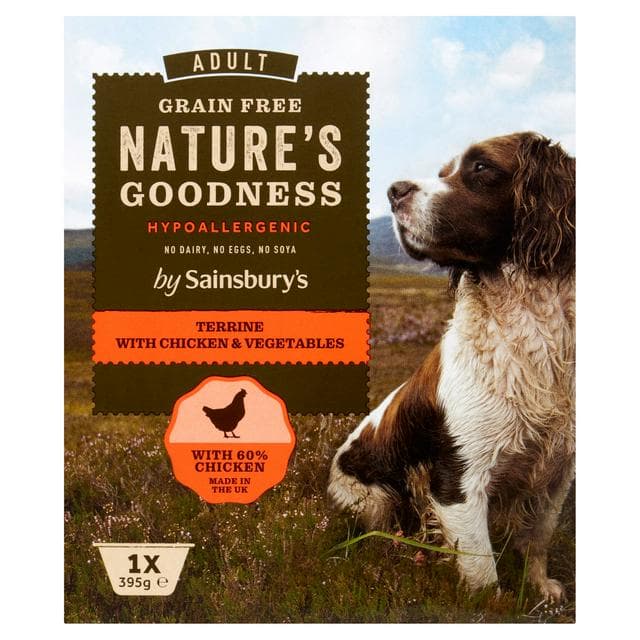 Sainsbury's Nature's Goodness Hypoallergenic Recipe Adult Dog Food Terrine with Fresh Chicken & Vegetables 395g - gallery image 1