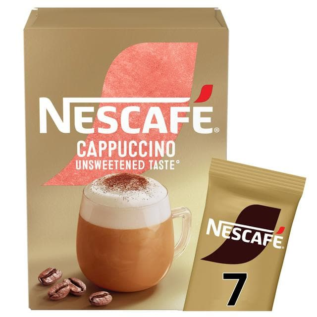 Nescafe Cappuccino Unsweetened Instant Coffee Sachets x7 99.4g - gallery image 1