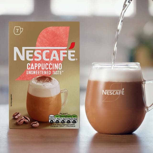 Nescafe Cappuccino Unsweetened Instant Coffee Sachets x7 99.4g - gallery image 2