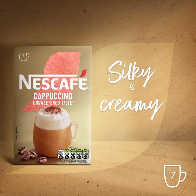 Nescafe Cappuccino Unsweetened Instant Coffee Sachets x7 99.4g - gallery image 5