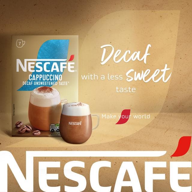 Nescafe Cappuccino Decaf Unsweetened Instant Coffee Sachets x7 105g - gallery image 6