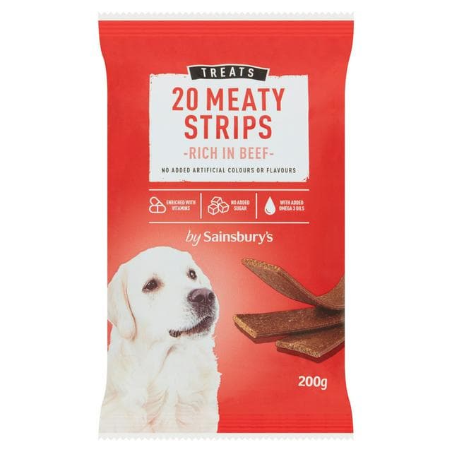 Sainsbury's Meaty Strip Dog Treats with Beef x20 200g - gallery image 1