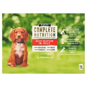 Sainsbury's Puppy Complete Nutrition Meaty Selection in Jelly Wet Dog Food 12 x 100g