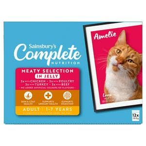 Sainsbury's Adult Complete Nutrition Meat Selection in Jelly Cat Food 1+ Years 12 x 100g