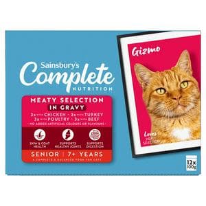 Sainsbury's Complete Nutrition 7+ Meat Selection in Gravy Senior Cat Food 12 x 100g