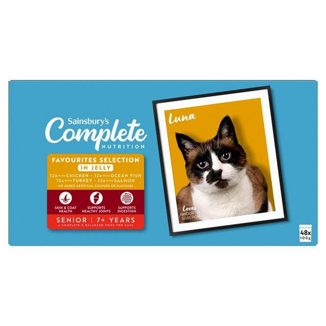 Sainsbury's Adult Complete Nutrition in Jelly Cat Food 7+ Years 48 x 100g - gallery image 1