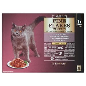 Sainsbury's Adult Fine Flakes Fish Selection in Jelly Cat Food 1+ Years 12 x 100g