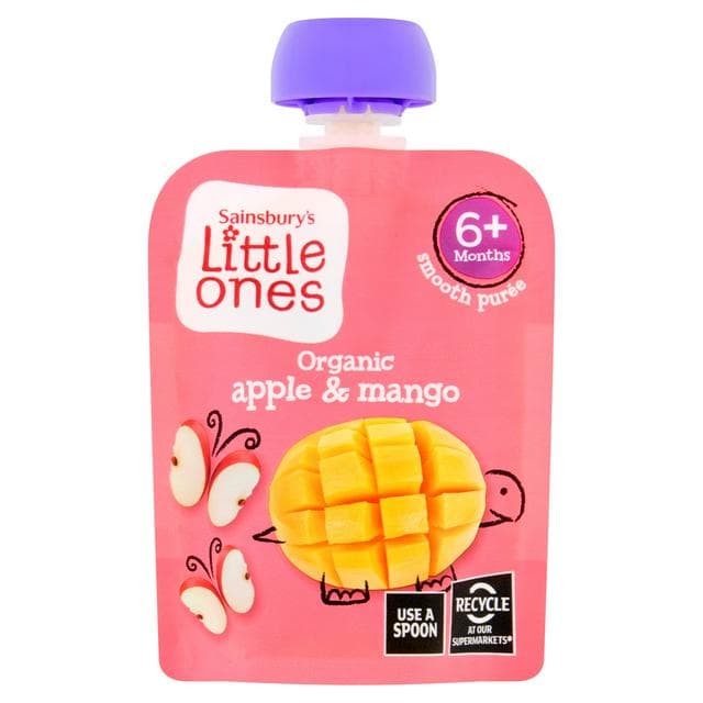 Sainsbury's Little Ones Organic Apple & Mango Smooth Puree 6+ Months 70g - gallery image 1