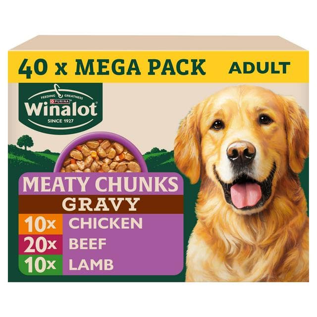 Winalot Meaty Chunks Mixed in Gravy Wet Dog Food 40x100g - gallery image 1