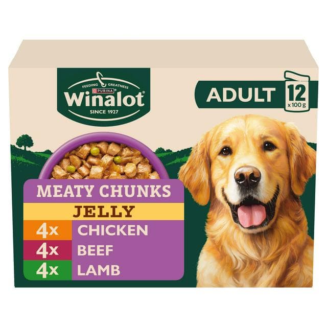 Winalot Meaty Chunks Mixed in Jelly Wet Dog Food 12x100g - gallery image 1